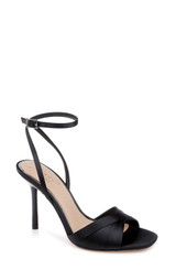 Black Satin | Parisa Ankle Strap Sandal Front Side