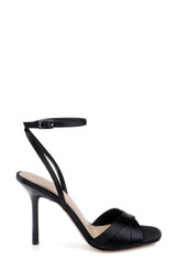 Black Satin | Parisa Ankle Strap Sandal Side