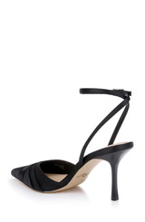 Black Satin | Parklyn Pointed Toe Ankle Strap Pump Back Side