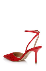Red Satin | Parklyn Pointed Toe Ankle Strap Pump Back Side
