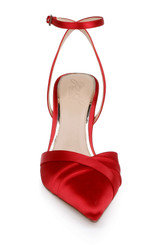 Red Satin | Parklyn Pointed Toe Ankle Strap Pump Front