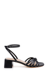 Black Leather | Pasco Leather Ankle Strap Sandal Side