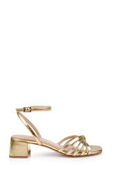 Gold Leather | Pasco Leather Ankle Strap Sandal Side