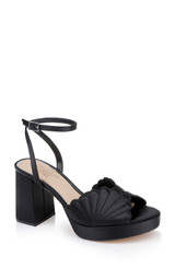 Black Satin | Paola Platform Sandal Front Side