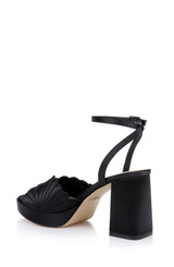 Black Satin | Paola Platform Sandal Back Side