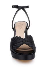 Black Satin | Paola Platform Sandal Front