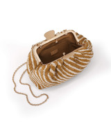 Natural Combo | Indigo Jacquard Raffia Pouch Clutch Open