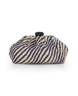 Navy Combo | Indigo Jacquard Raffia Pouch Clutch Back