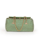 Green | Juniper Crystal Mesh Clutch Front