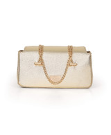 Gold | Senna Compact Faux Leather Box Clutch Back