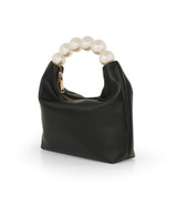 Black | Calla Handheld Leather Top Zip Bag Side