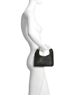 Black | Calla Handheld Leather Top Zip Bag Form