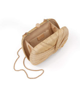 Gold | Jasmine Gold Lamé Minaudière Clutch Open