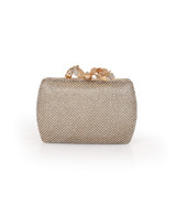 Gold | Cassia Crystal Mesh Frame Clutch Front