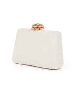 White | Rose Lace Frame Clutch Side