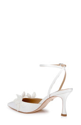 White Satin | Whitman Pointed Toe Ankle Strap Pump Back Side