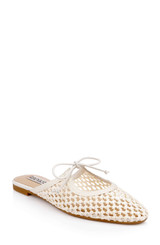 Cream | Xailee Woven Pointed Toe Mule Front Side