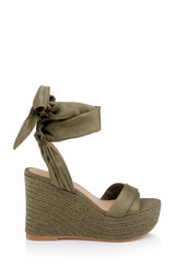 Olive Silk | Ximora Espadrille Wedge Sandal Side