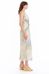 Blue Multi | Naya V-Neck Halter Maxi Dress Side