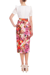 Pink Multi | Floral Print Mixed Media Shirt Dress Back