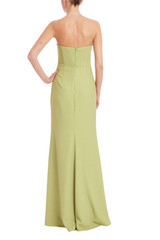Lime Multi | Strapless Floral Print Column Gown Back