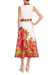 Ivory Multi | Floral Border Print Sleeveless Shirt Dress Back