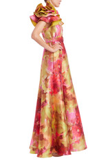 Pink Multi | Floral Printed Short Sleeve Shirt Gown Side