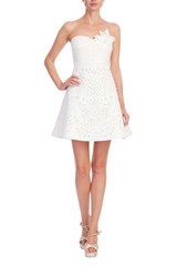 Light Ivory | Strapless 3D Floral A-Line Mini Dress Front