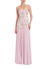 Blush Multi | Strapless Beaded Bodice Dropwaist Gown Front