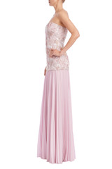 Blush Multi | Strapless Beaded Bodice Dropwaist Gown Side