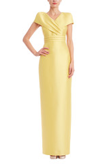 Marigold | Faux Wrap Mikado Column Gown Front