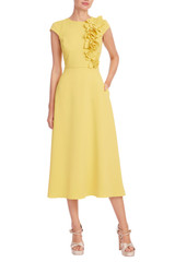 Marigold | Floral Appliqué Cap Sleeve Midi Dress Front