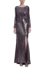 Plum | Sequin Asymmetrical Back Cut Out Gown