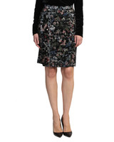 Black Multi Sequin Button Skirt | Velvet and Sequin Skirt