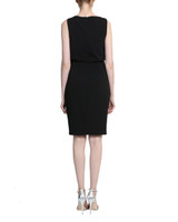 Black Embellished Zipper Sleeveless Sheath Dress | Embellished Zipper Sheath
