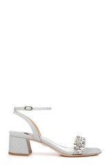 Silver | Harlow Ankle Strap Block Heel