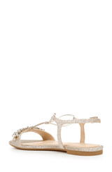 Light Gold | Paulina Crystal Adorned Flat Sandals