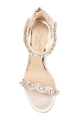 Champagne | Odessa Crystal Adorned Block Heel
