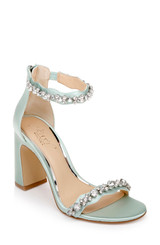Sea Foam | Odessa Crystal Adorned Block Heel
