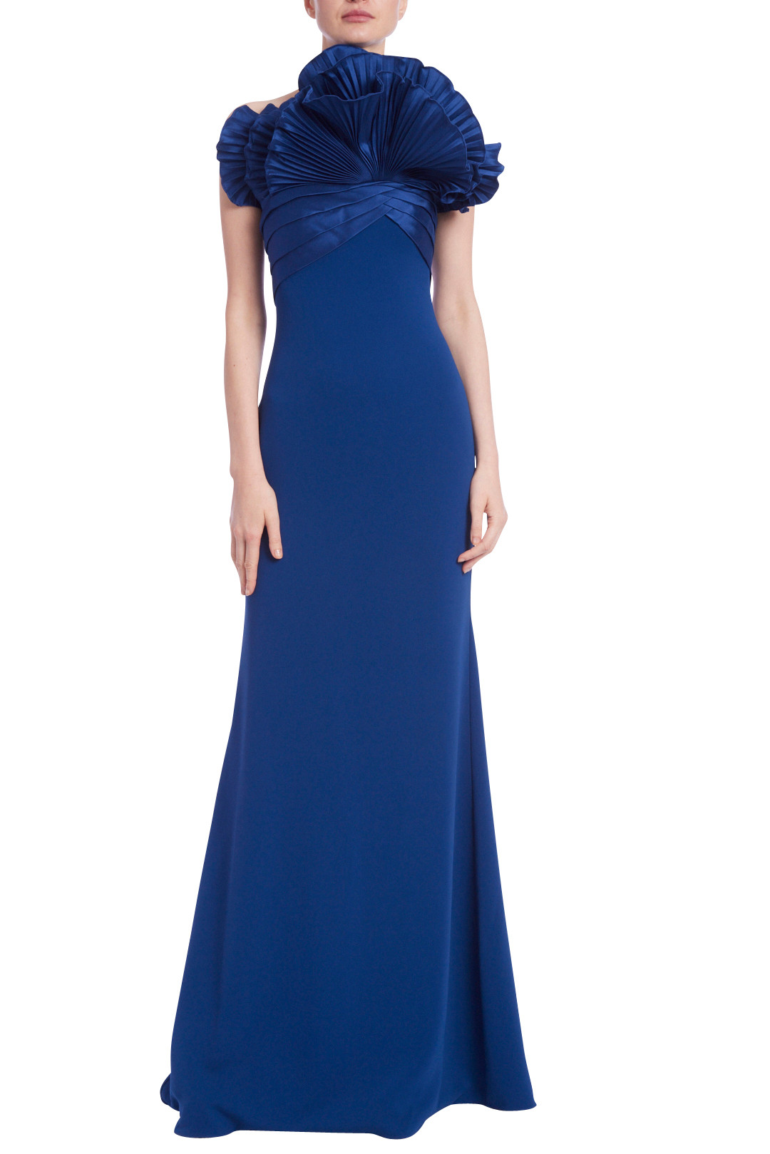 Strapless Gown with Ruffle Fan Bodice by Badgley Mischka