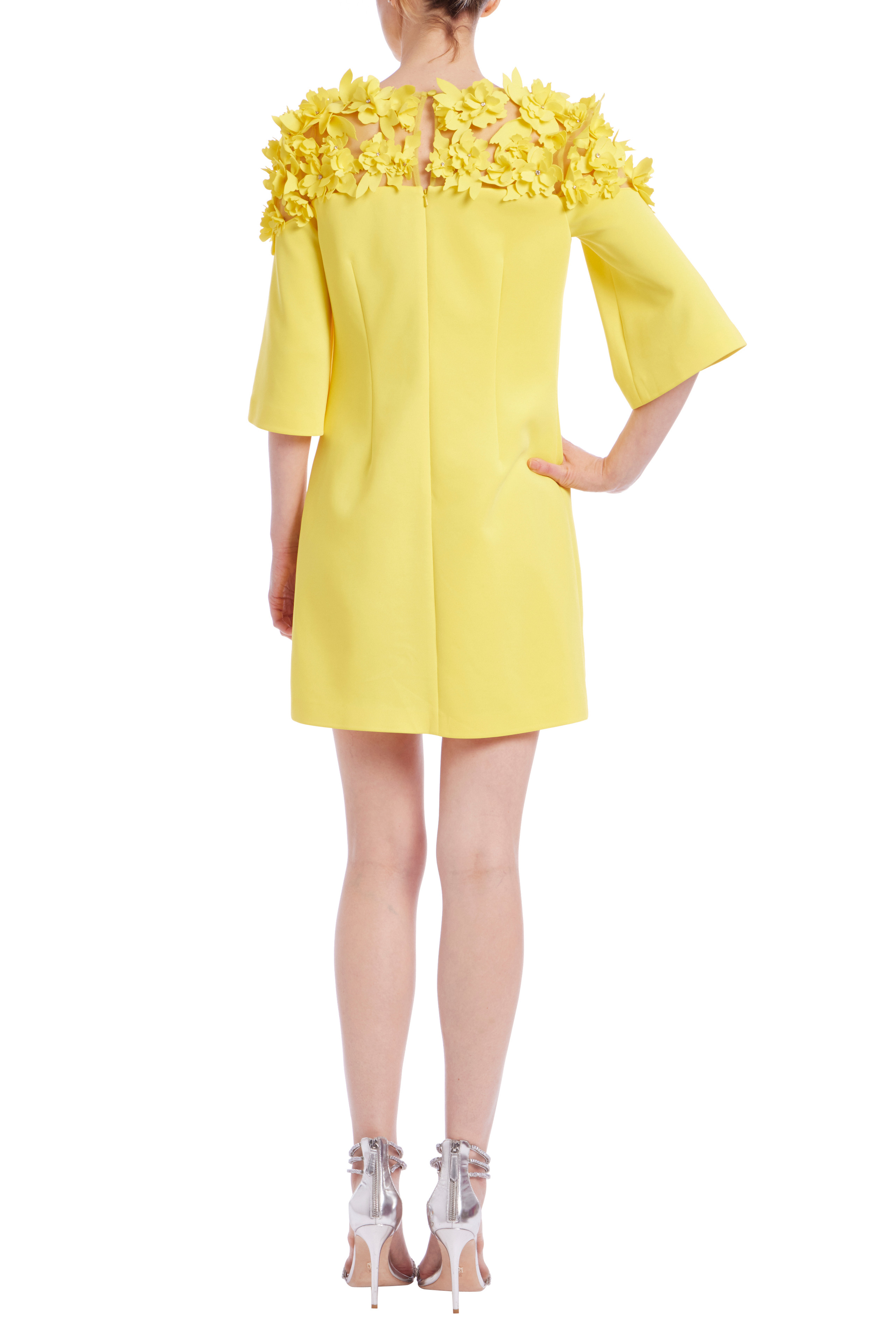 SHARAGANO Women's Elbow Sleeve Shift Mini Dress
