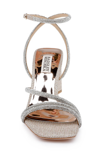 ☆BADGLEY MISCHKA☆ Elisa イブニングブーティ Freedom Glitter Block Heel with Bejeweled Straps by Badgley