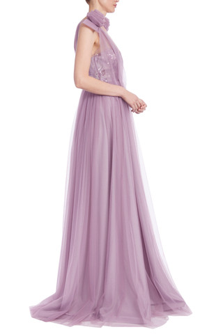 Badgley Mischka☆定価＄1100 淡ピンクフェザーチュールドレス Strapless Crystal-Embellished Feathered Mini Dress by