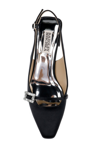 Buena Slingback Block Heels with Crystal Buckle by Badgley