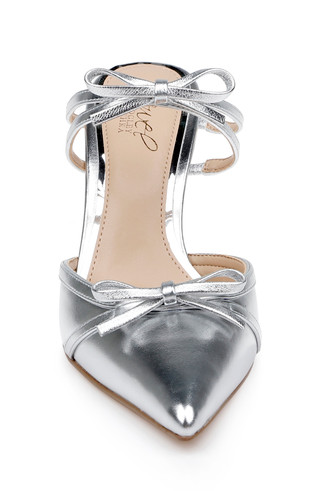 Klarise II Metallic Pointed Toe Double Bow Mules by Badgley Mischka