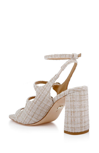 ミッシャル Vella Tweed Pearl Embellished Block Heel Sandals by Badgley