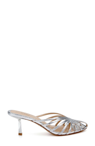 Silver Textile | Ilaria Caged Stiletto Mule Side