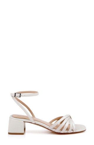 White Leather | Pasco Leather Ankle Strap Sandal Side