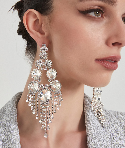 Crystal Oversized Cutout Chandelier Earrings