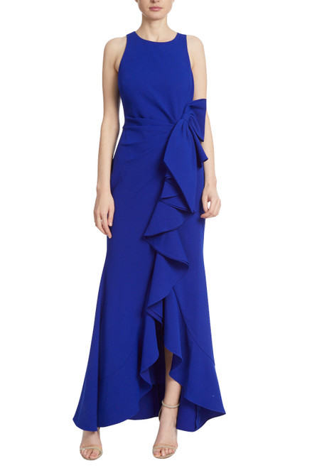 Crepe Ruffle Side Gown By Badgley Mischka